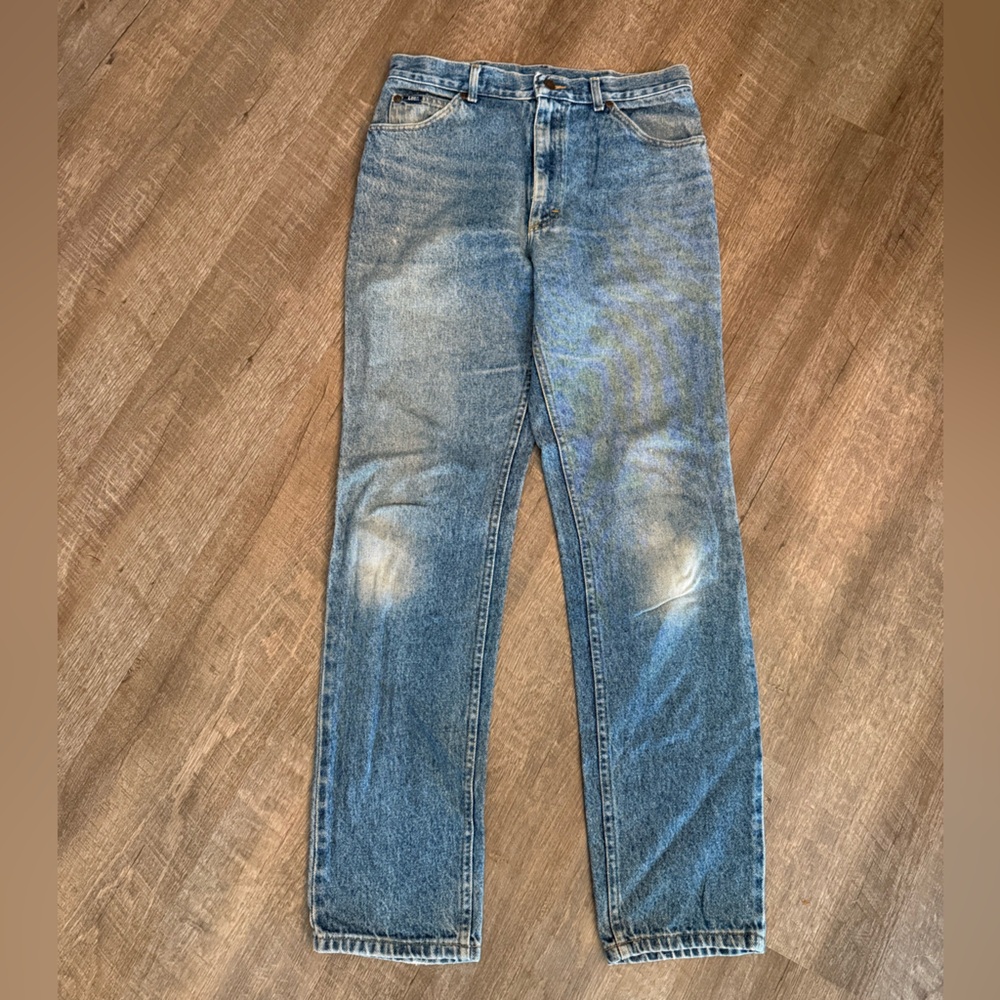 Lee Blue Straight Denim Jeans with Faded Details - Vintage - Picture 1 of 3